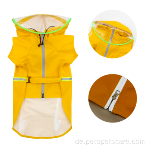 Regenmantel Reißverschluss Jumpsuit Hoodie Haustierhundkleidung wasserdicht